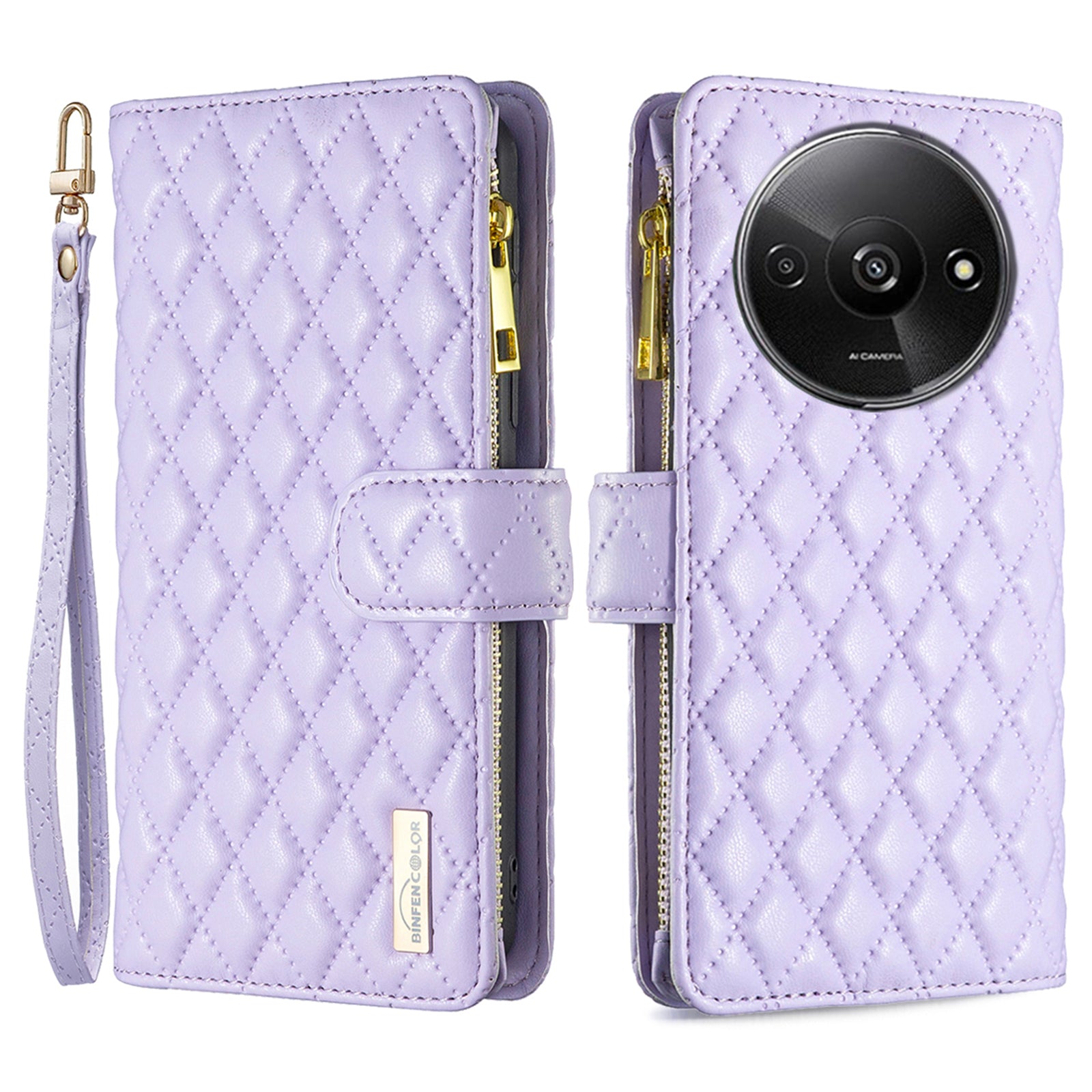 BINFEN COLOR BF Style-15 For Xiaomi Redmi A3 / Poco C61 4G Case Zipper Flip Shockproof Leather Phone Cover BINFEN COLOR BF Style-15 For Xiaomi Redmi A3 / Poco C61 4G Case Zipper Flip Shockproof Leather Phone Cover